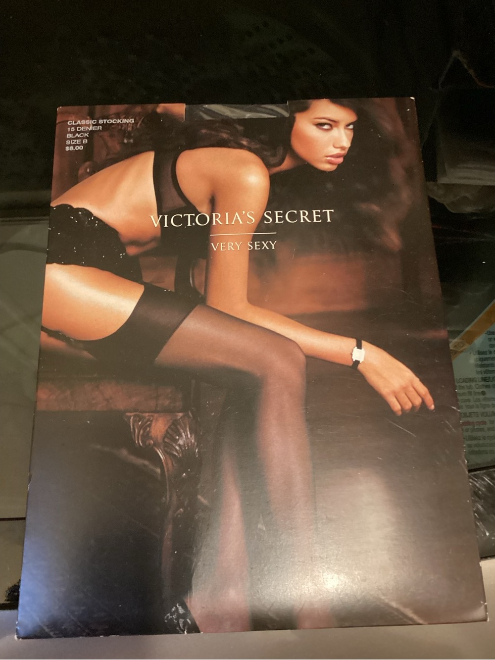 Vintage 2003 Victoria's Secret Black Very Sexy Stocking sz B